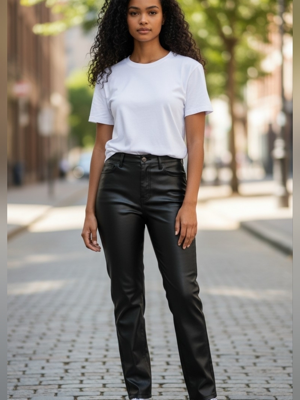 Nwt Wilfred Aritzia Melina Faux Leather Pants Black Soft Straight Leg Size 0
